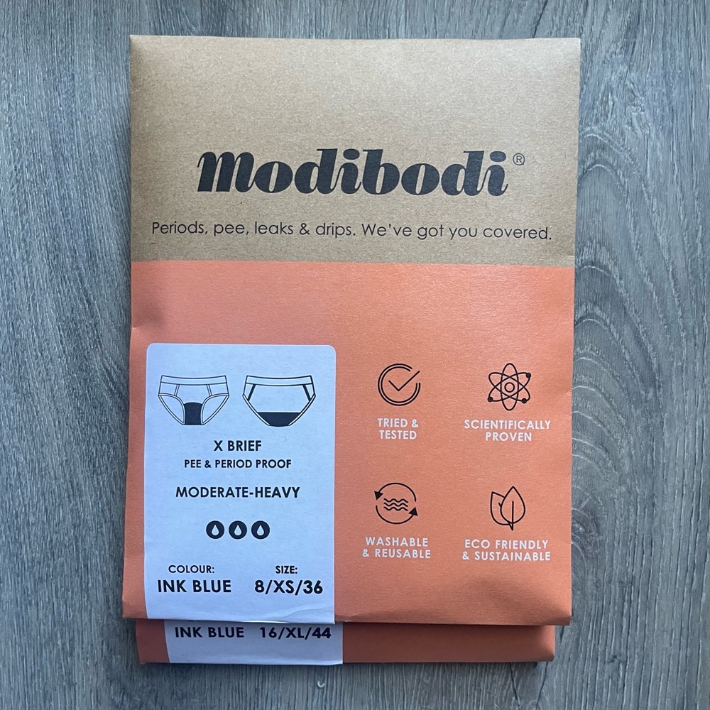 Modibodi X Brief (Moderate-Heavy) Ink Blue - Picture 4 of 5